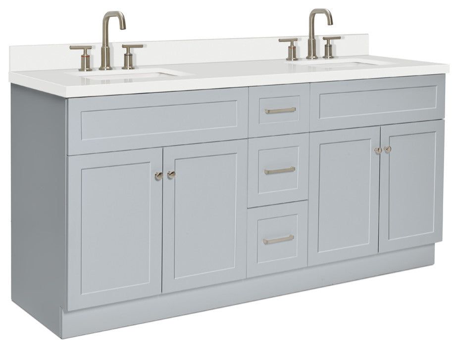 ARIEL Hamlet 73" Double Bath Vanity in Grey With Quartz Vanity Top