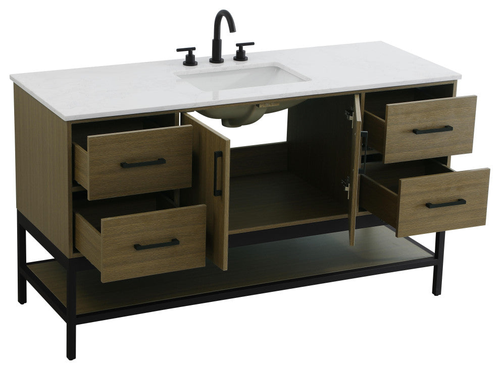 Home Living 60" Single Bathroom Vanity, Chestnut Brown