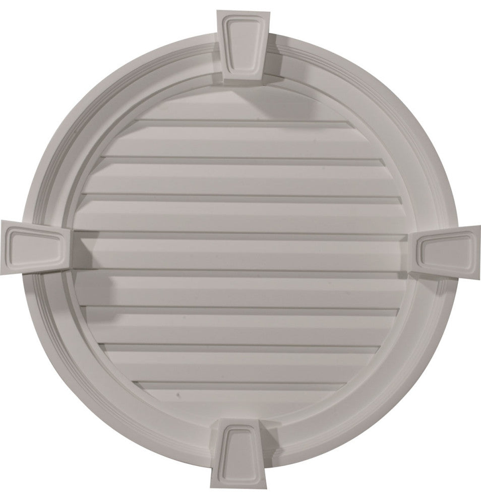 22"W x 22"H x 2 1/8"P Round Gable Vent with Keystones, Decorative