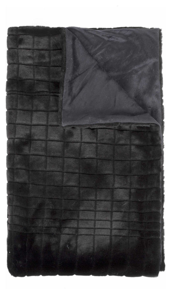 HomeRoots 50" x 60" Nixon Black Fur Throw