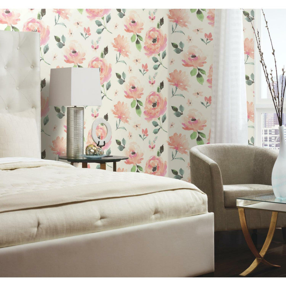 Watercolor Blooms Peel and Stick Wallpaper