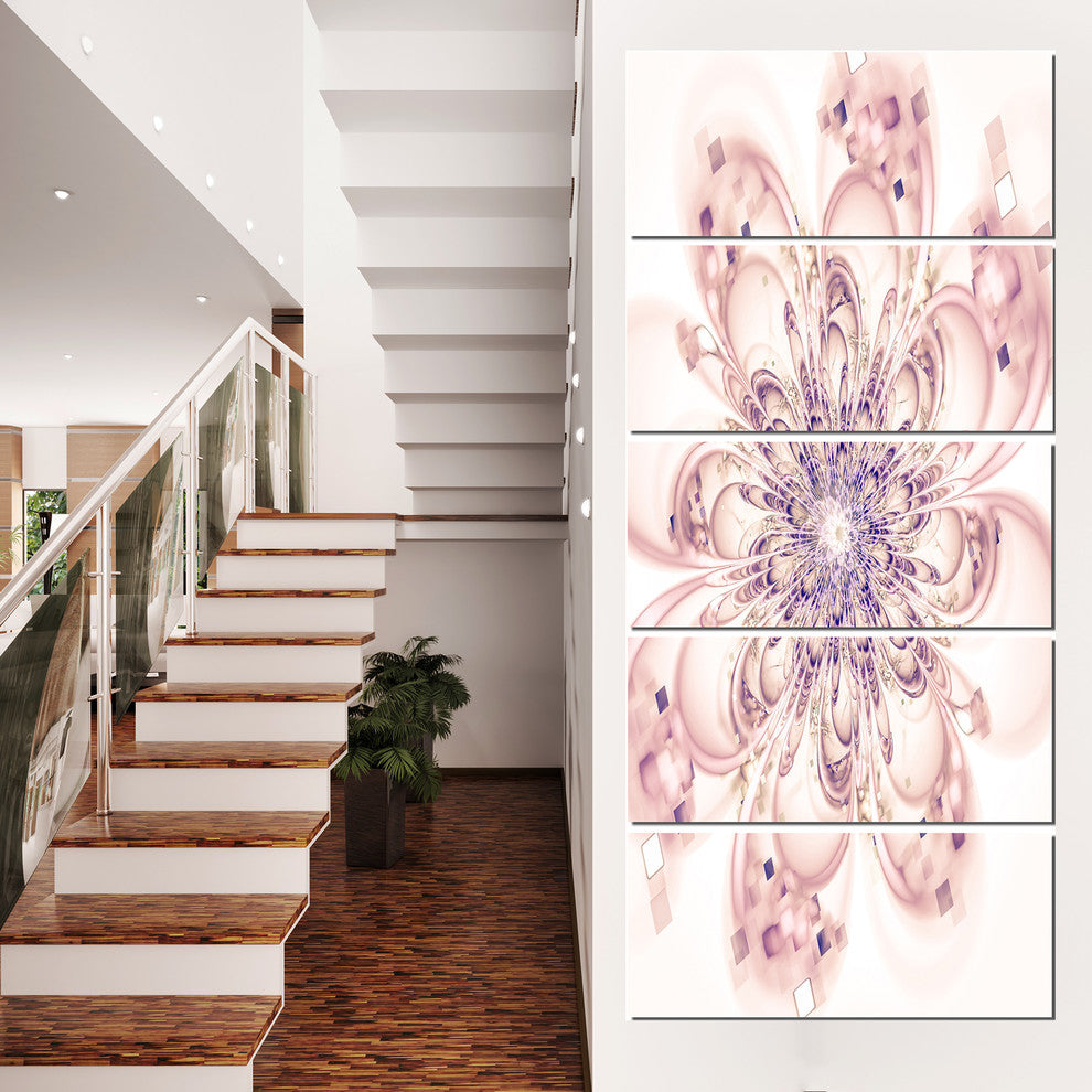 "Full Bloom Fractal Flower in Pink" Flower Wall Art, 5 Panels, 28"x60"