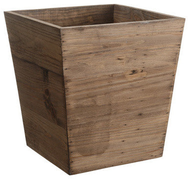 Country Rustic Natural Wood Storage Bin Container, 13.75"