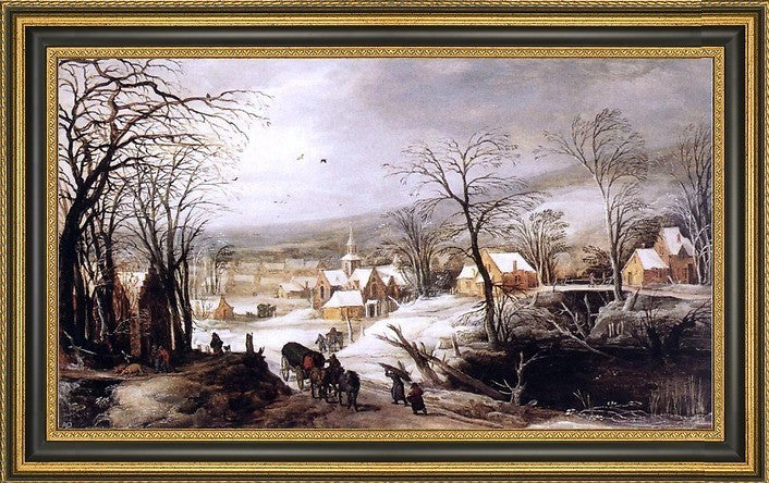 Joos De Momper Winter Landscape Framed Premium Canvas Print, 15"x30"