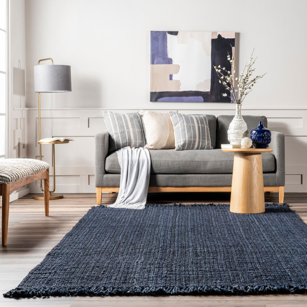 Nuloom Hand Woven Maui Chunky Loop Rug, Navy 5'x7'6"