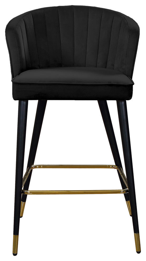 Cassie Velvet Upholstered Stool, Set of 2, Black