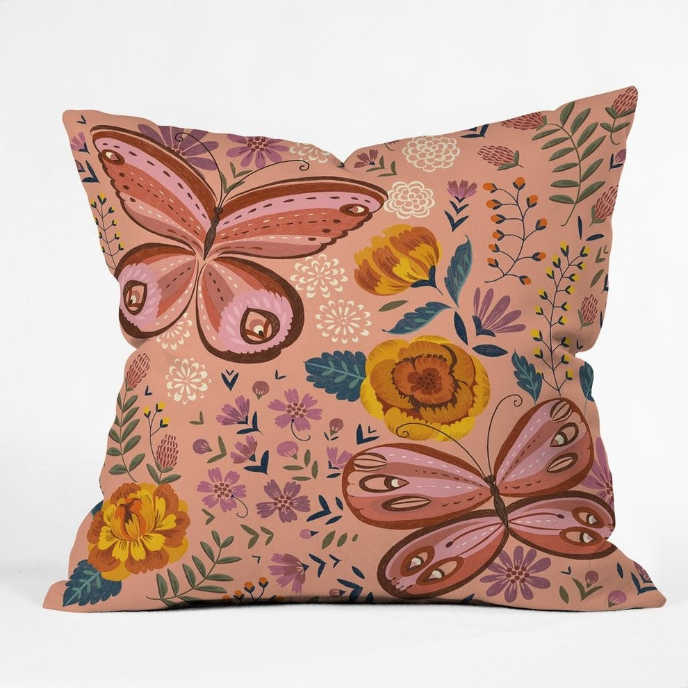 Pimlada Phuapradit Butterfly Twins Throw Pillow, 18"x18"