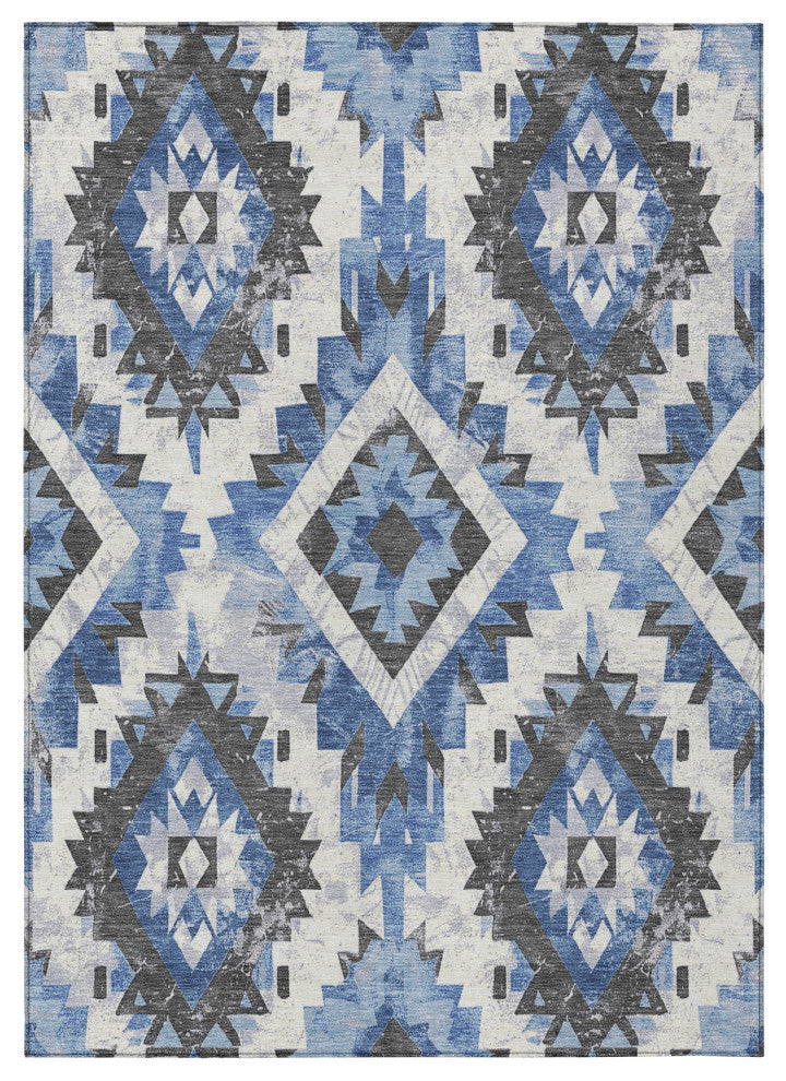 Machine Washable Indoor/Outdoor Chantille ACN1878 Blue 8' x 10' Rug