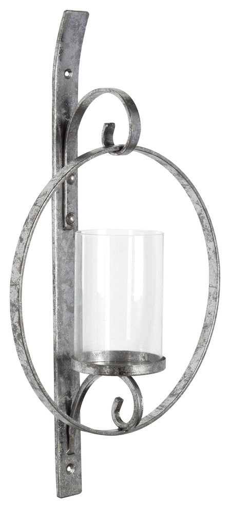 Kate and Laurel Doria Metal Wall Candle Holder Sconce, Silver