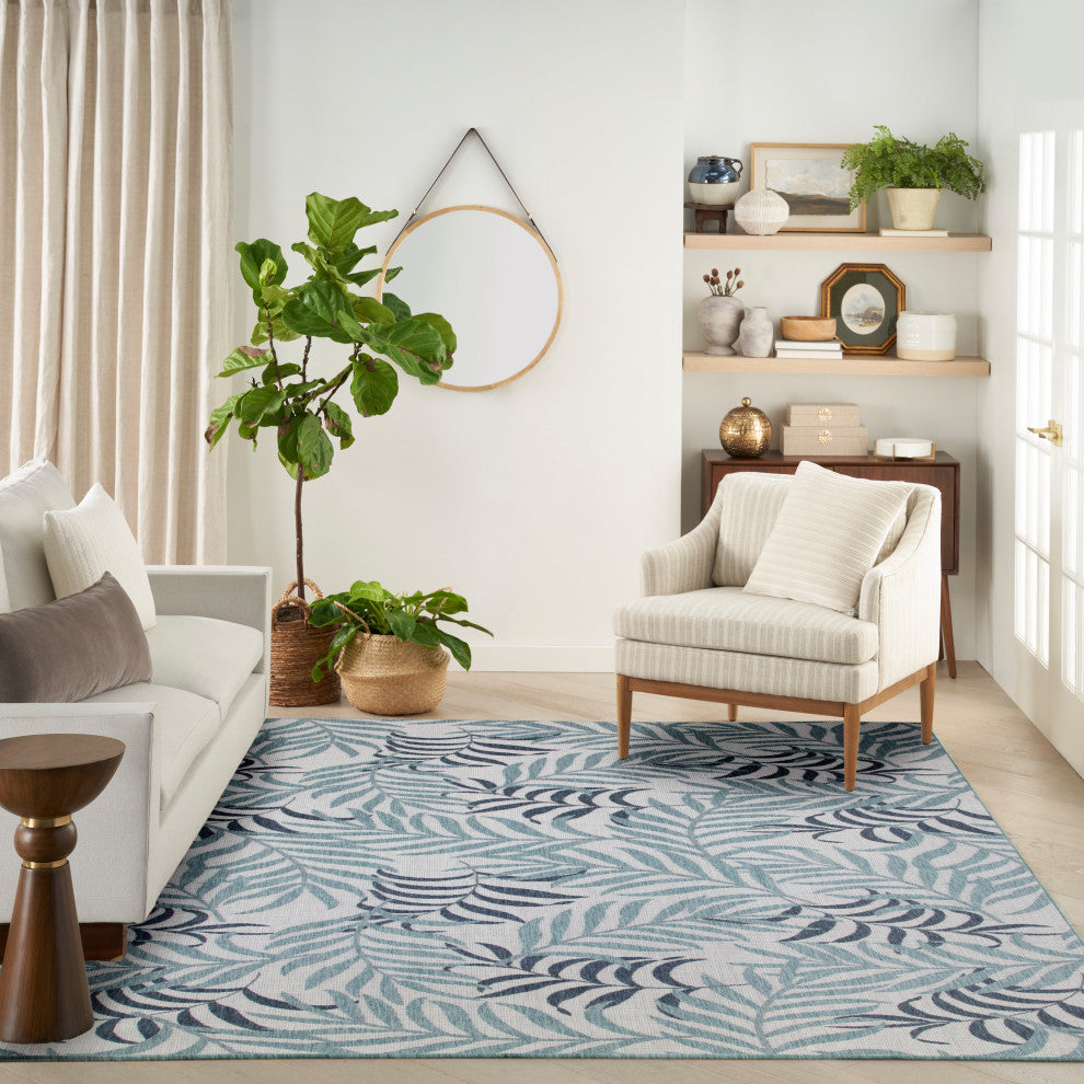 Nourison Garden Oasis 10' x 14' Blue Tropical Rug