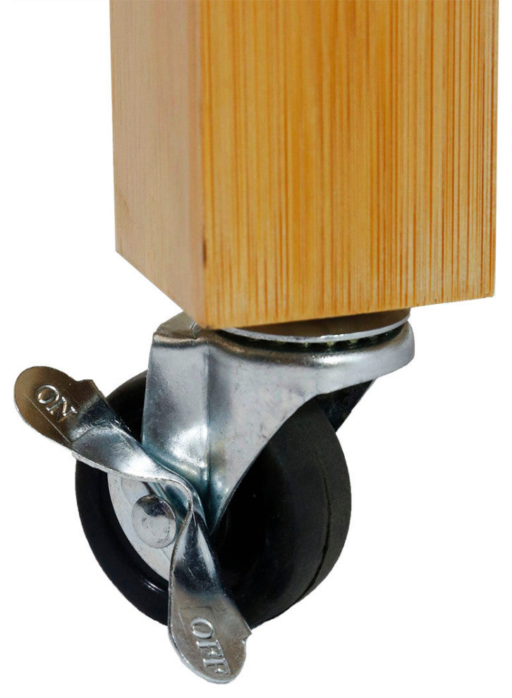 Rolling Bamboo Wood Kitchen Island Cart Trolley, Cabinet w/ Towel Rack & Drawers