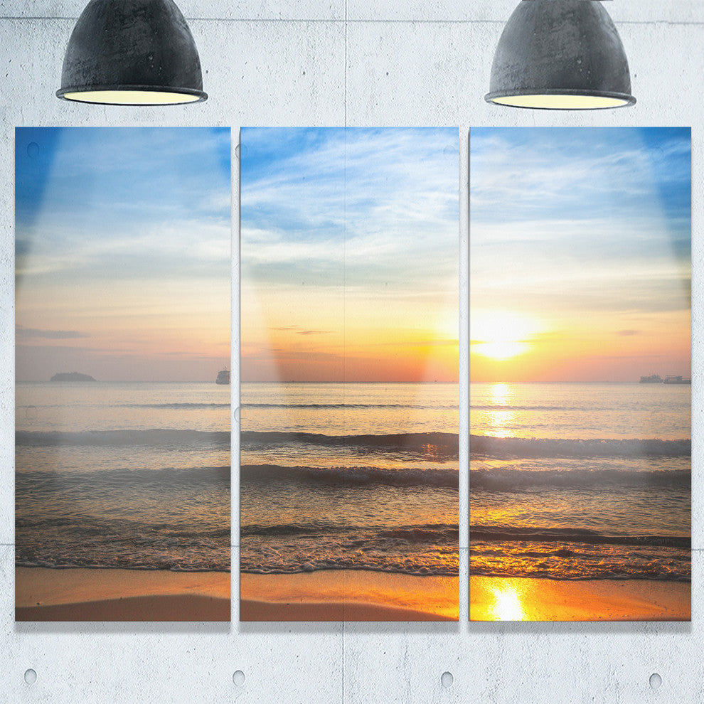 "Fascinating Sunset Over Clam Beach" Beach Metal Wall Art, 3 Panels, 36"x28"
