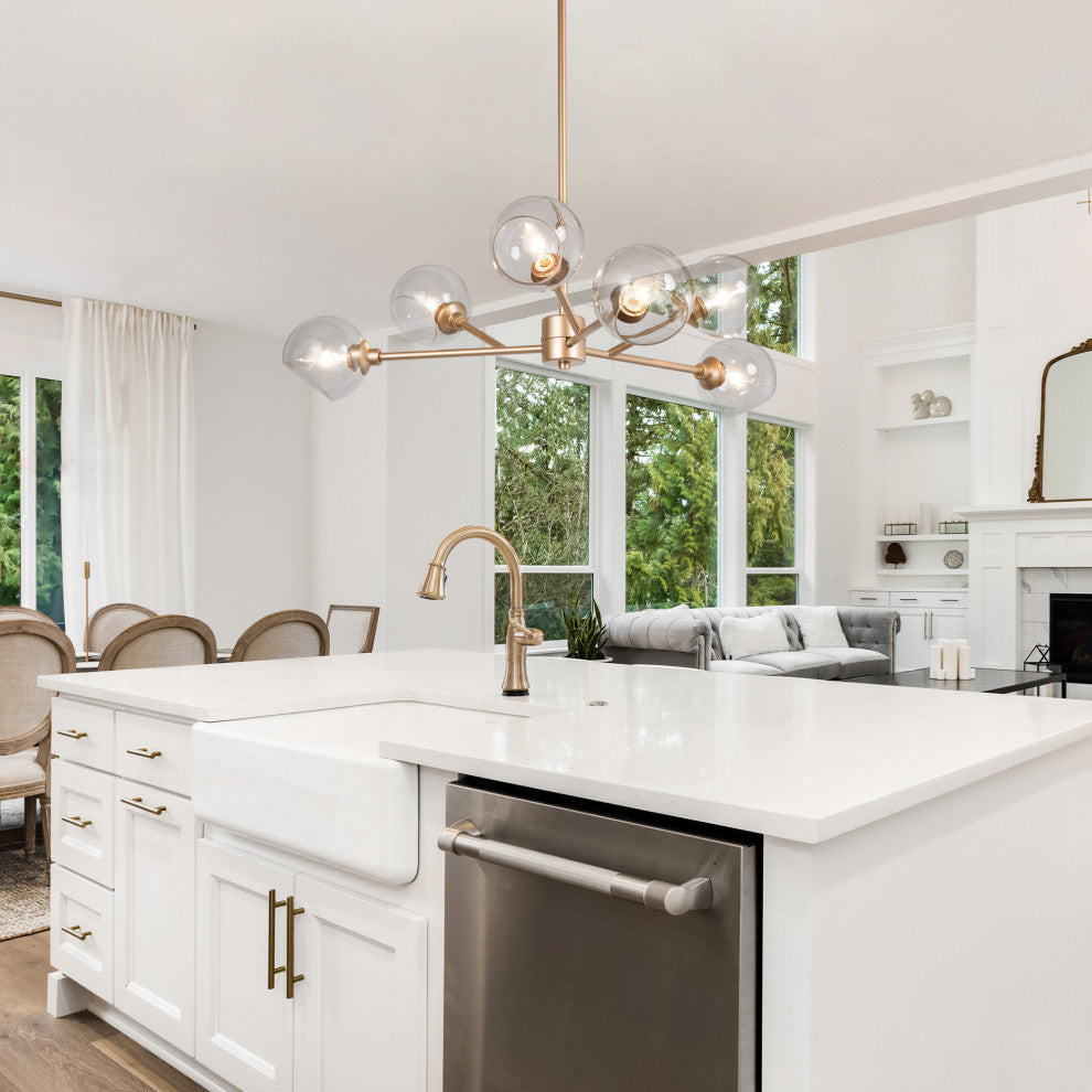 6-lights gold chandelier with glass ball