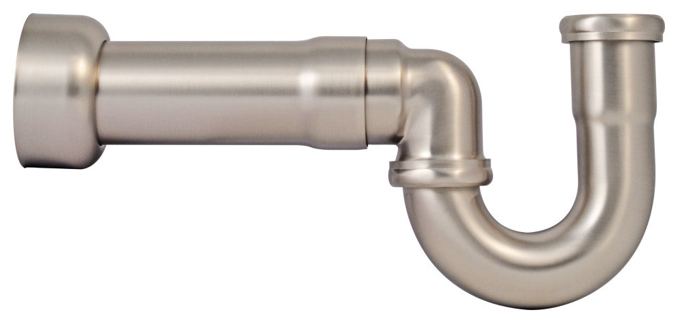 1.5" New England Style P-Trap With High Box Flange In Polished Brass, Satin Nickel