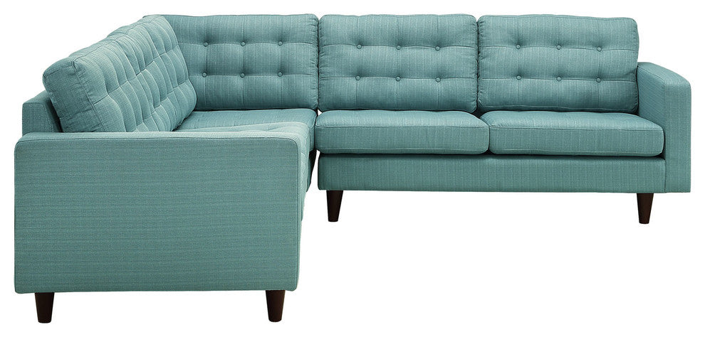 Modern Laguna Empress 3 Piece Upholstered Fabric Sectional Sofa Set