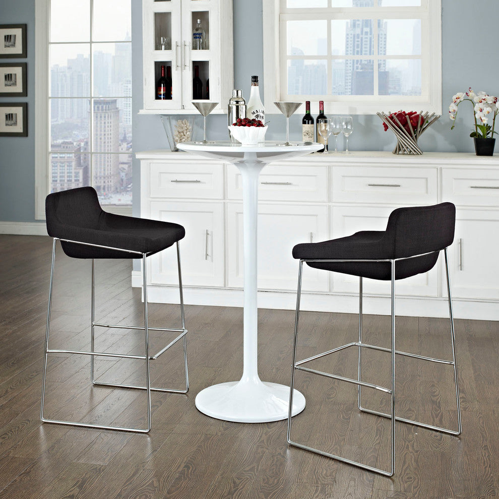 Modern Contemporary Dining Kitchen Bar Stools, Black, Set of 2