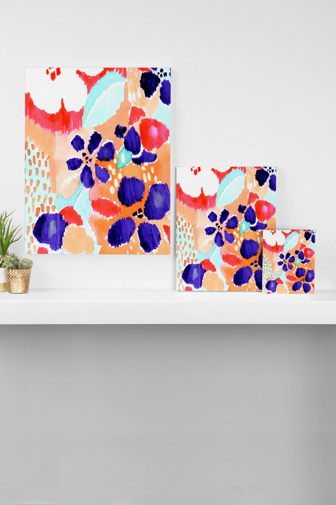 Deny Designs Cayenablanca Ikat Flowers Art Canvas