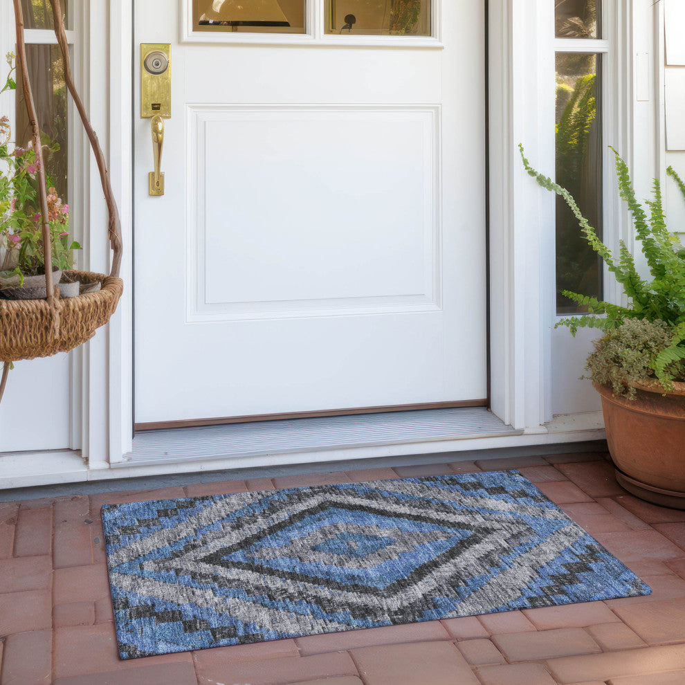Machine Washable Indoor/Outdoor Chantille ACN1890 Blue 1'8" x 2'6" Rug
