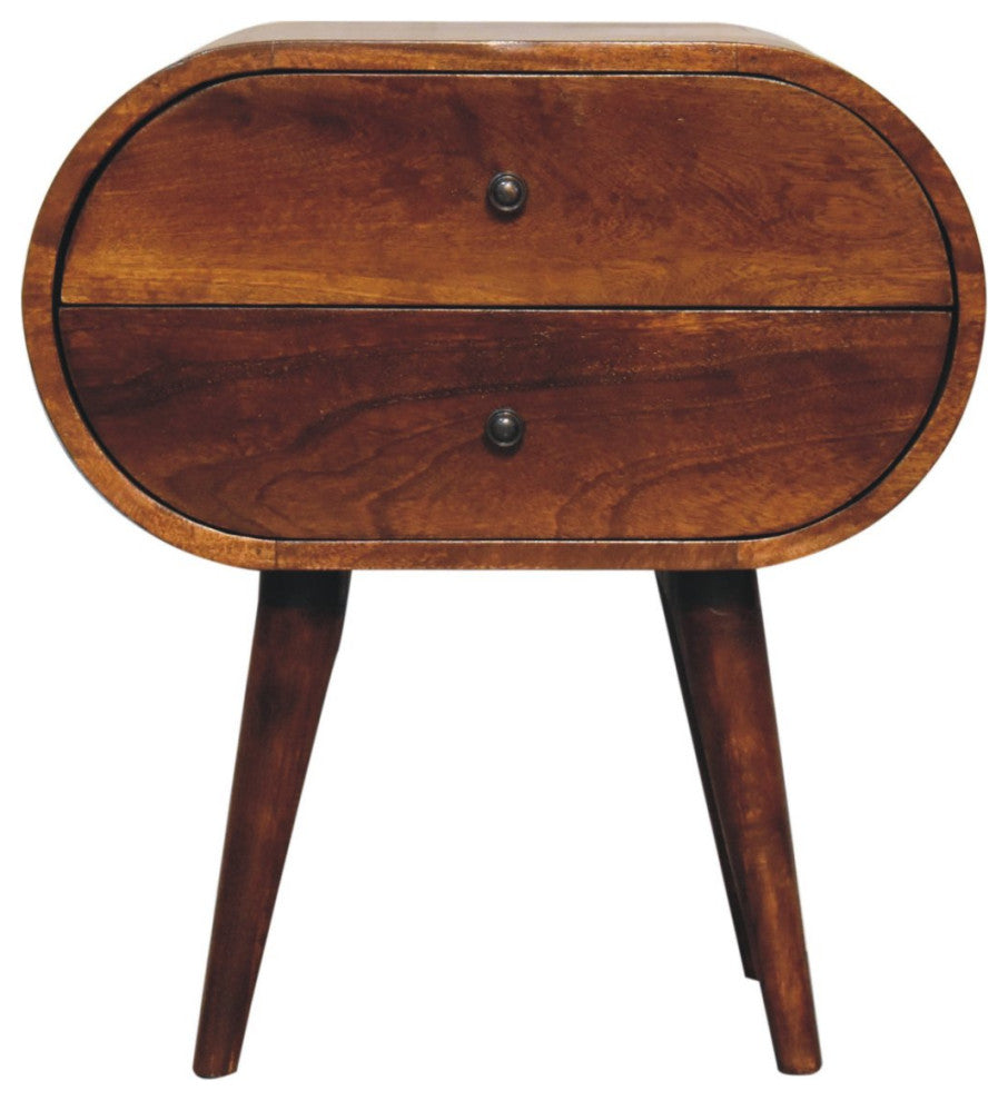 Large Chestnut Circular Bedside