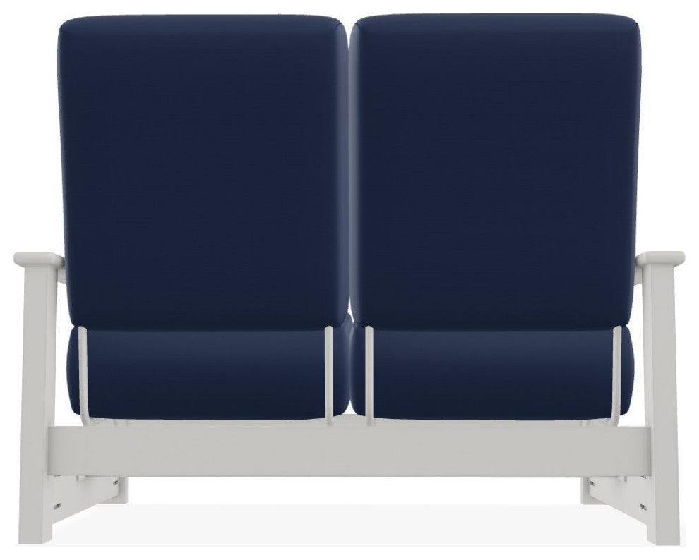 Leeward Deep Seat Outdoor Loveseat with Hidden Motion, Navy/Snow