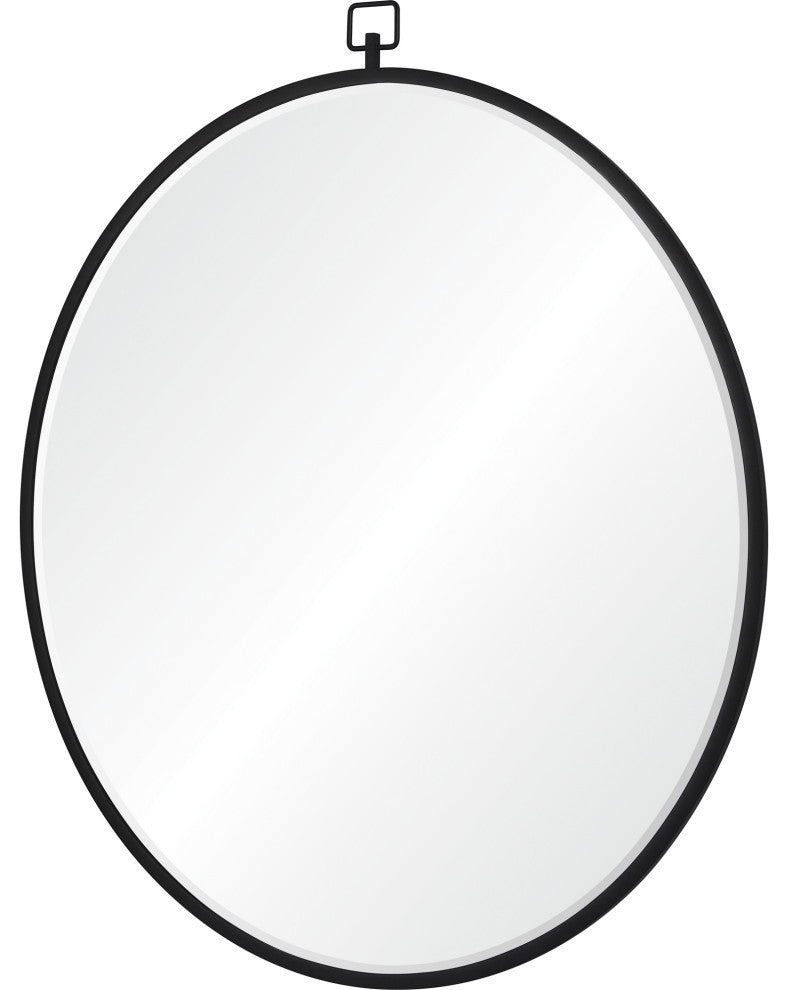 Rayden 36" round decorative matte black wall mirror