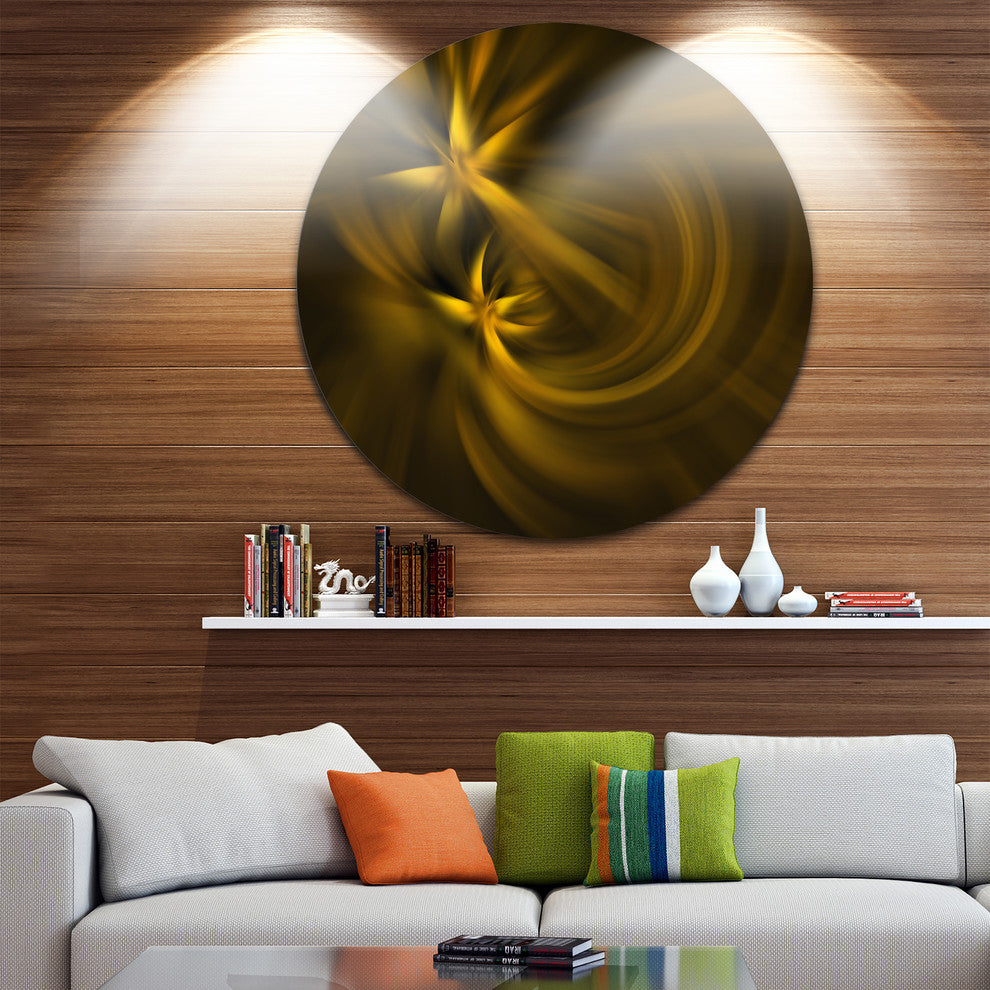 Play Of Golden Stars, Abstract Digital Art Disc Metal Wall Art, 11"