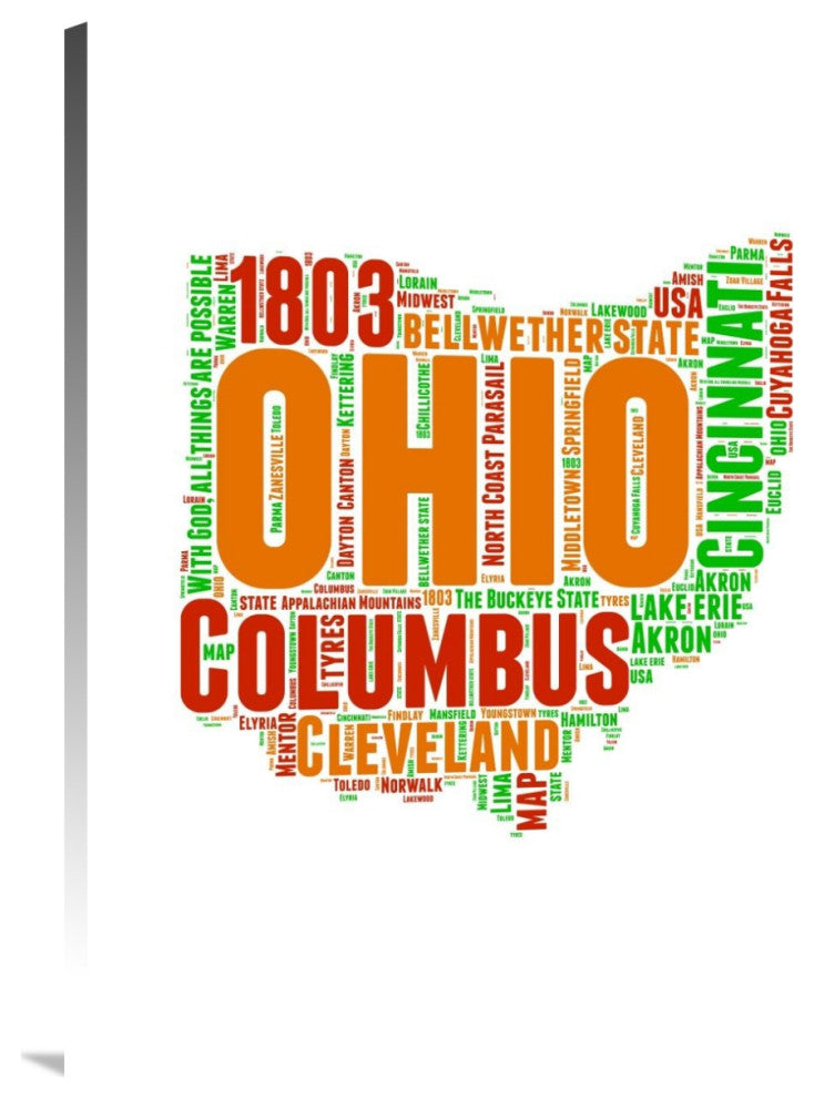 "Ohio Word Cloud Map" Fine Art Print
