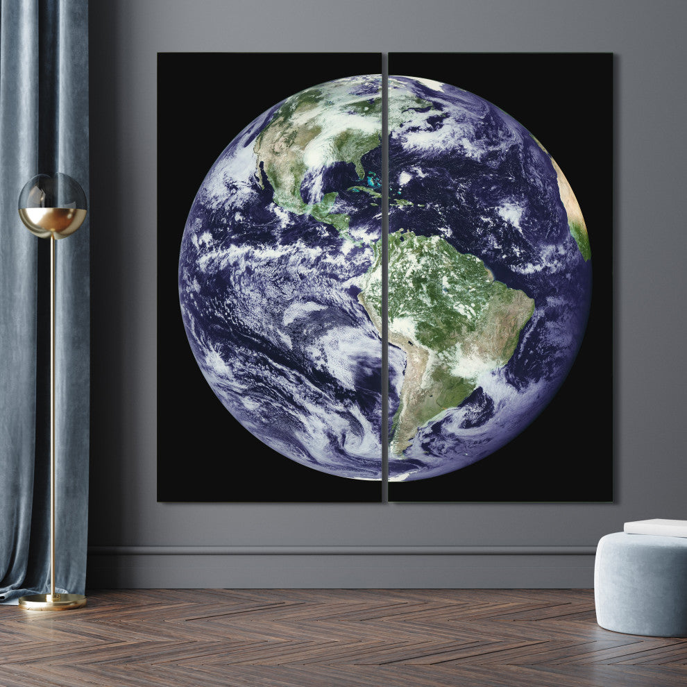 "Terra" Oversized Frameless Free-Floating Reverse Printed Tempered Art Glass Set