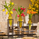 Set of 3 Amphorae Vases on Square Tubing Metal Stands, Amber