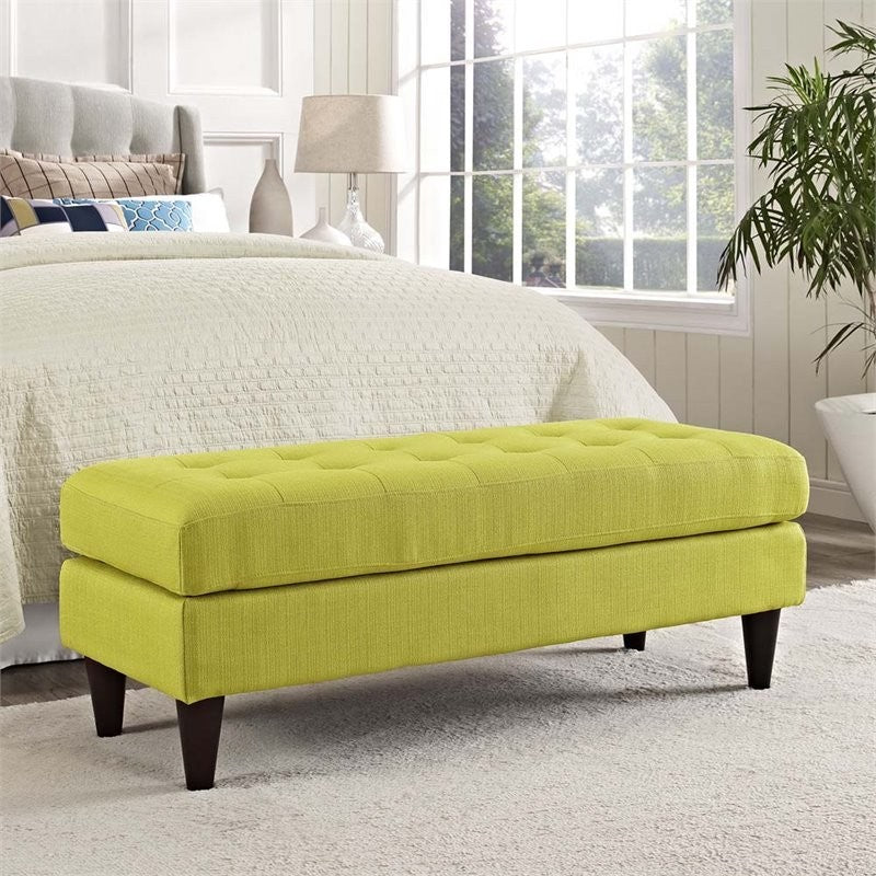 Modern Wheatgrass Empress Upholstered Fabric Bench