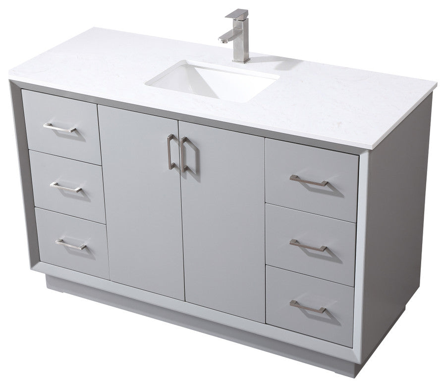 54" SIngle Bathroom Vanity, Grey