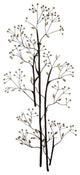 Tall 61" Brown Gold Leaf Branch Wall Art, Metal Berry Open