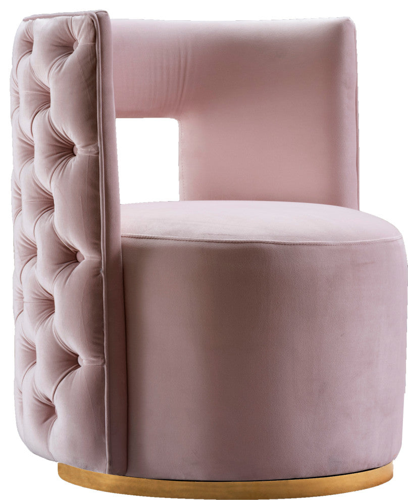 Theo Velvet Upholstered Accent Chair, Pink
