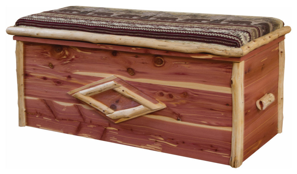 Red Cedar Log Upholstered Blanket Chest