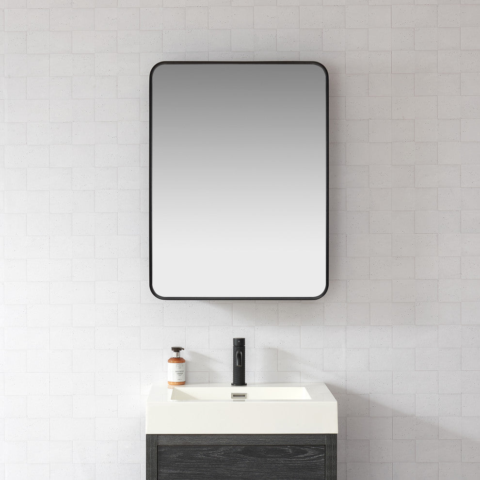 Talayuela Framed Medicine Cabinet With Mirror, Brushed Black Frame, 24"w X 32"h