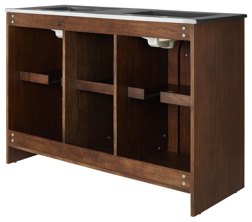 Appia 48" Double Sink Bathroom Vanity - Walnut Black