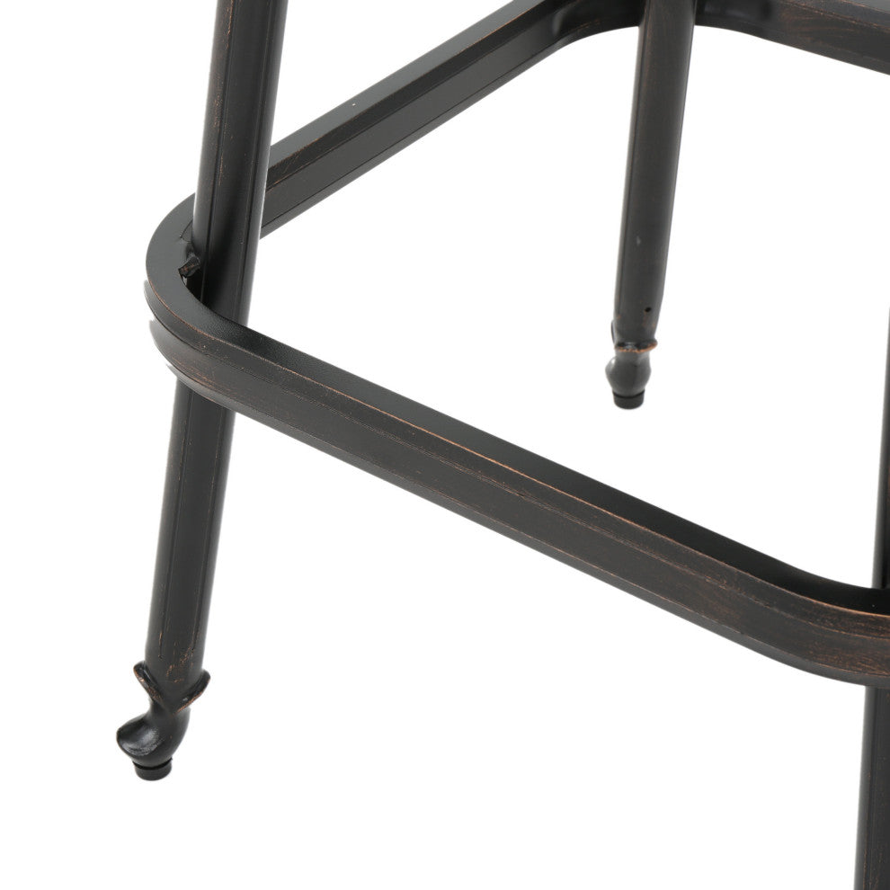 GDF Studio Arianna Outdoor Aluminum Bar Set With Patina Copper Finish, 5 Piece Set