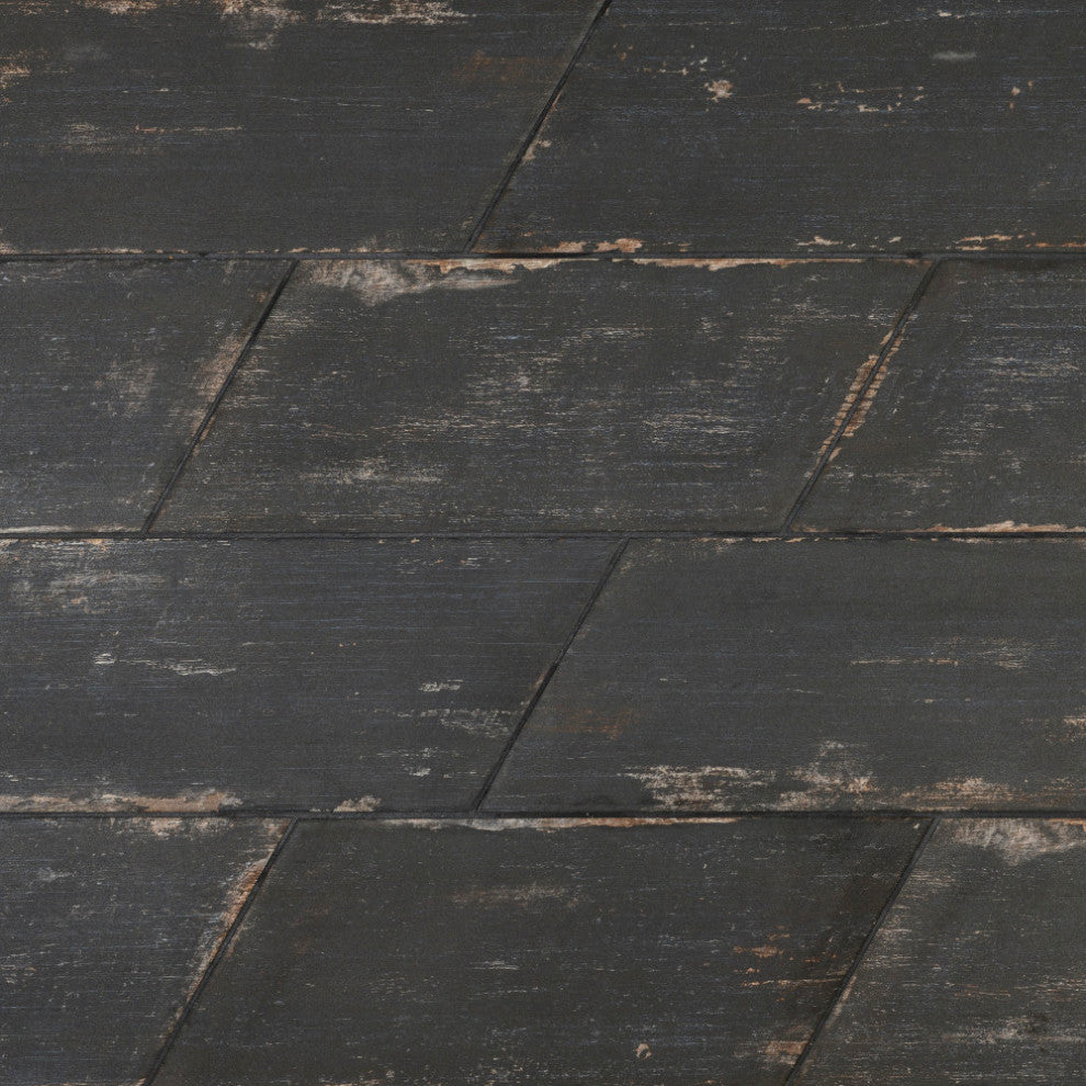 Retro Naveta Porcelain Floor and Wall Tile, Nero