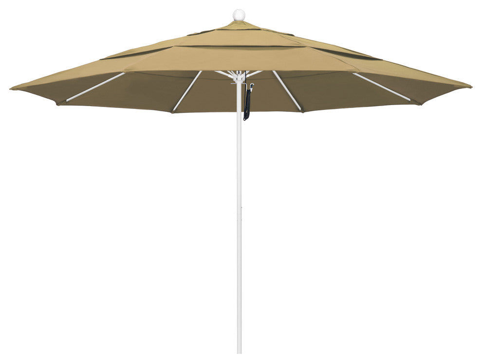 11' Fiberglass Umbrella With White Frame, Champagne, 11'