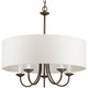 5-Light Chain Hung Fixture, Antique Bronze and Textured white