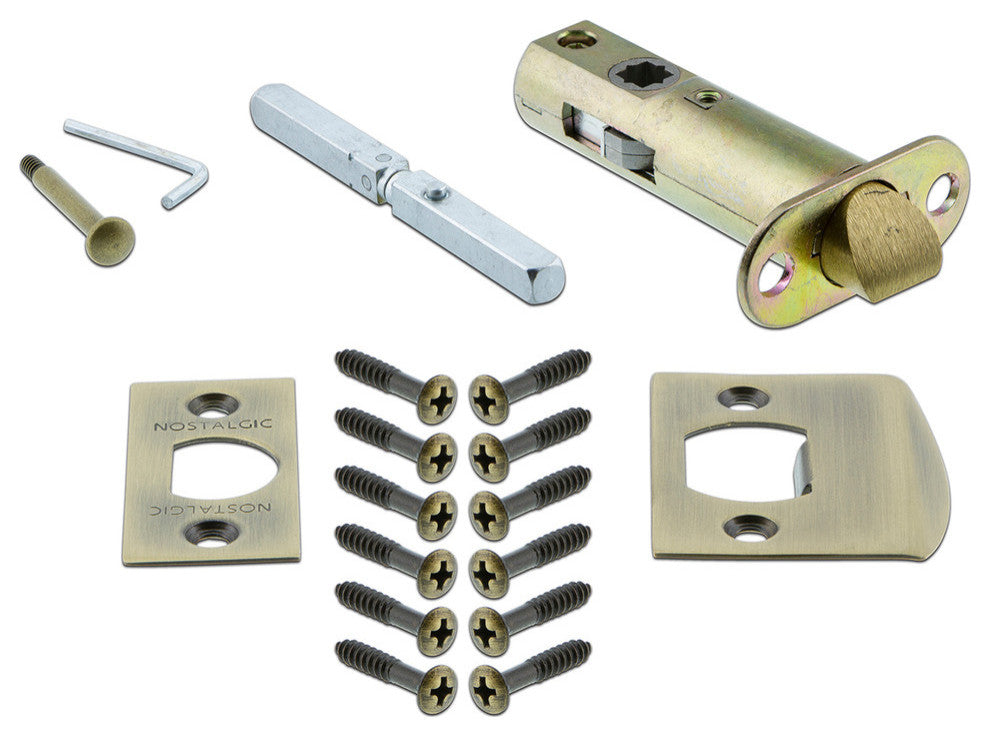 Victorian Plate Privacy Crystal Glass Door Knob, Antique Brass