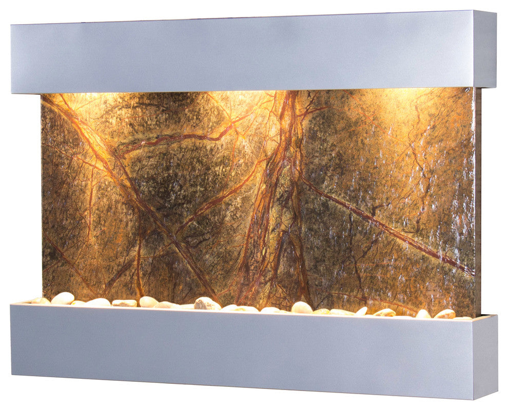 Reflection Creek Water Feature by Adagio, Green Marble, Silver Metallic