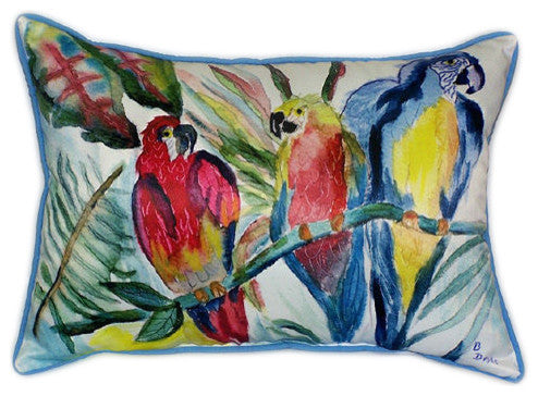 Pair of Betsy Drake Parrot Family Large Pillows 15 Inch x 22 Inch