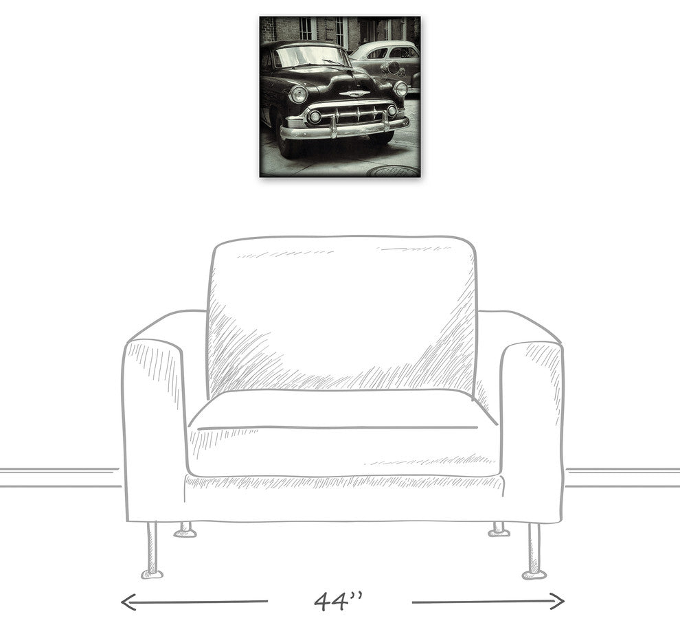 Black and White Vintage Cars Print on Canvas