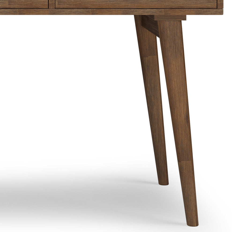 Clarkson Solid Acacia Wood Desk, Rustic Natural Aged Brown