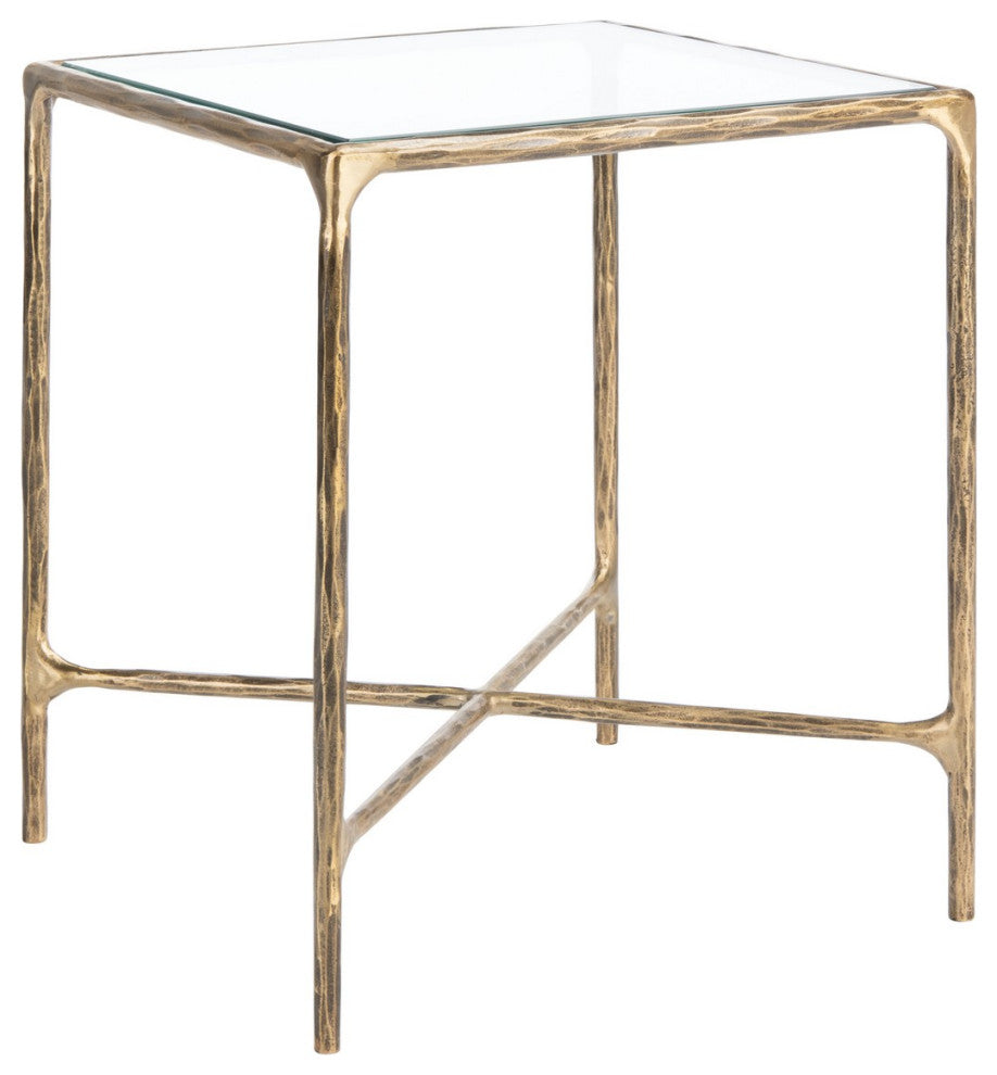 Safavieh Couture Jessa Forged Metal Square End Table, Brass