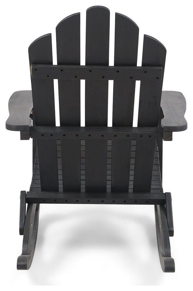 GDF Studio Cara Outdoor Adirondack Acacia Wood Rocking Chair, Dark Gray Finish