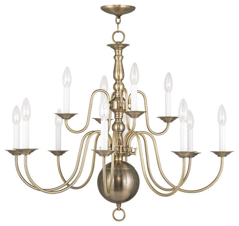 Williamsburgh Chandelier, Antique Brass