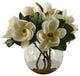 Cream Magnolias in Clear Glass Bubble Bowl