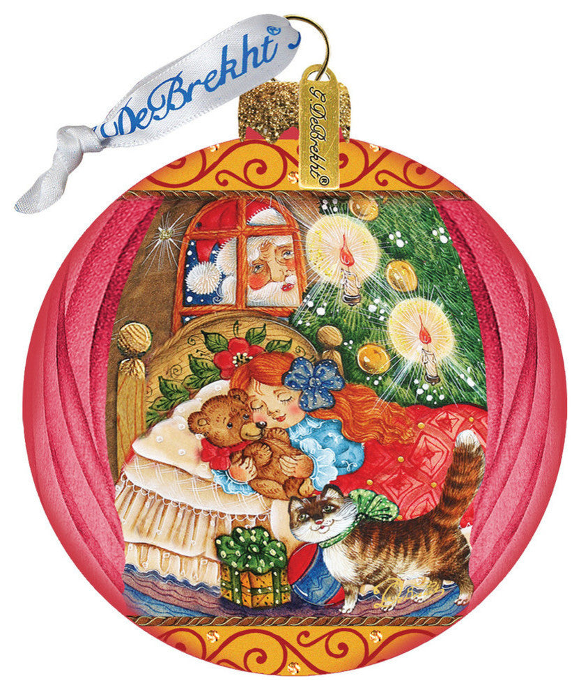 Hand Painted Scenic Glass Ornament Night Before Christmas